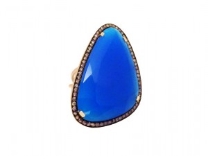 theeyeofjewelry_christinadebs_Navy Blue Chalcedony ring with brown diamonds and pink gold - Hard Candy Collection by Christina Debs Fine Jewelry