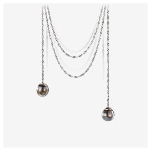 pendentif sautoir perles gris vert